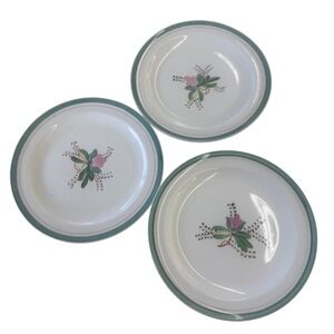 Blue Ridge Pottery Hand Painted Underglaze Plates Set of 3 Southern Potteries